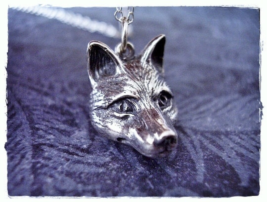 Large Wolf Head Necklace Sterling Silver Silver Wolf Head Etsy