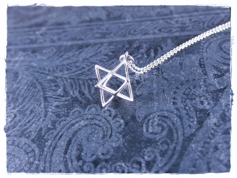 Silver Merkaba Necklace Sterling Silver Merkaba Charm on a Delicate Sterling Silver Cable Chain or Charm Only image 3
