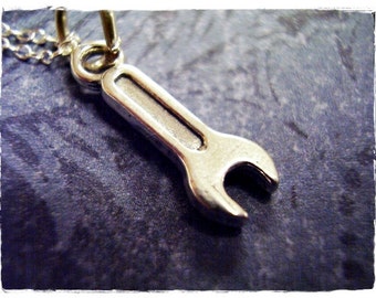 Tiny Wrench Necklace - Sterling Silver Wrench Charm on a Delicate Sterling Silver Cable Chain or Charm Only