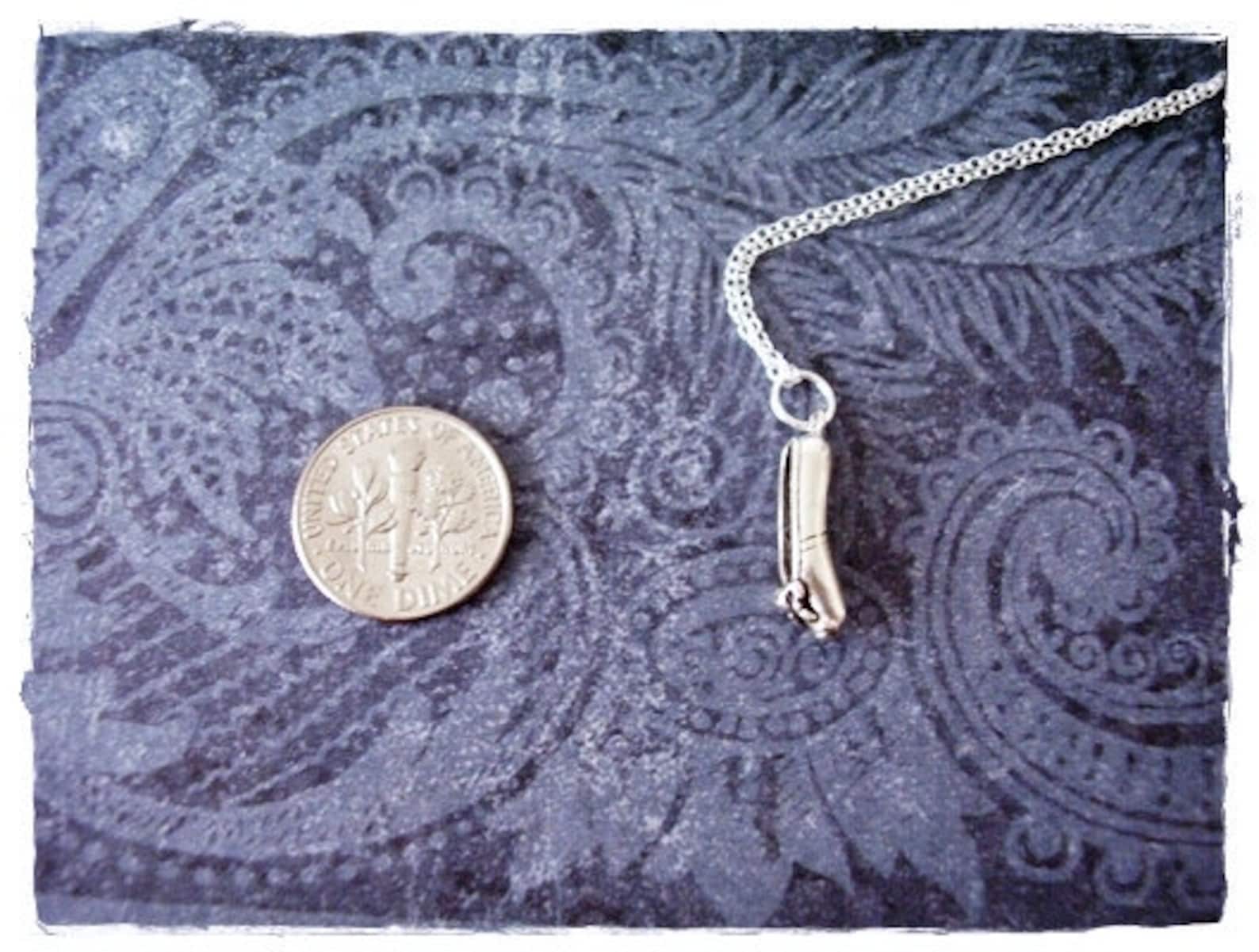 silver ballet slipper necklace - sterling silver ballet slipper charm on a delicate sterling silver cable chain or charm only
