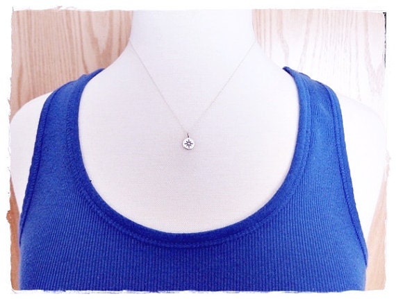 Tiny Compass Rose Necklace Sterling 