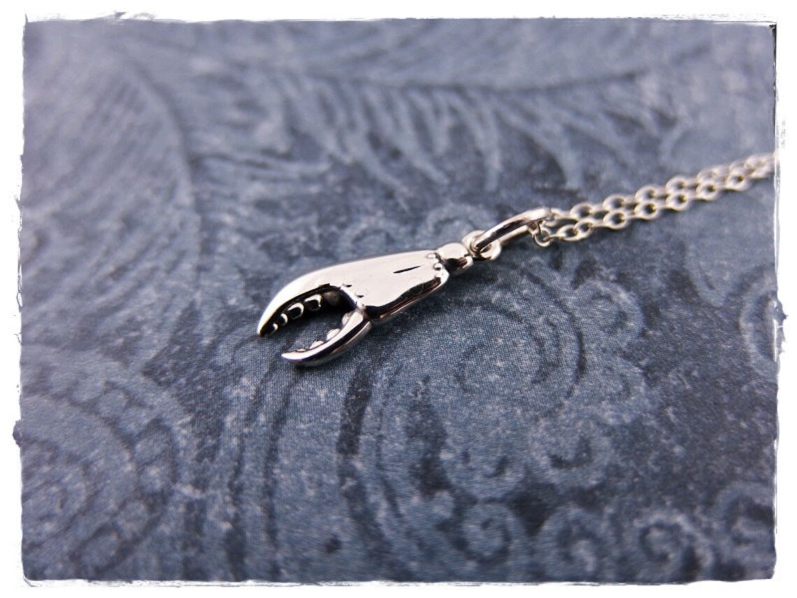 Silver Crab Claw Necklace Sterling Silver Crab Claw Charm on Etsy
