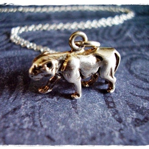 Silver Cougar Necklace - Sterling Silver Cougar Charm on a Delicate Sterling Silver Cable Chain or Charm Only