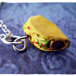 Crunchy Taco Necklace - Yellow Enameled Ceramic Taco Charm on a Delicate Stainless Steel Cable Chain or Charm Only
