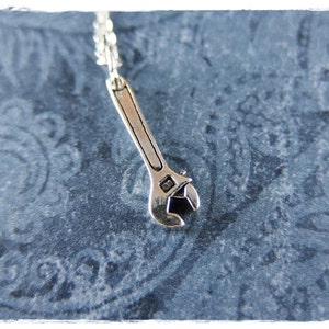 Silver Wrench Necklace - Sterling Silver Wrench Charm on a Delicate Sterling Silver Cable Chain or Charm Only