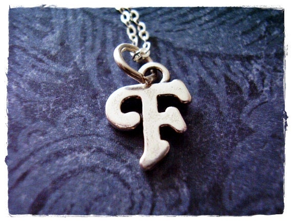 Silver Cursive F Initial Necklace Sterling Silver Cursive Initial