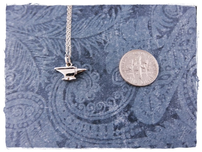 Tiny Silver Anvil Necklace Sterling Silver Anvil Charm on a Delicate Sterling Silver Cable Chain or Charm Only