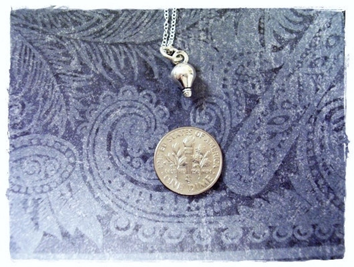 Silver Light Bulb Necklace Sterling Silver Light Bulb Charm Etsy