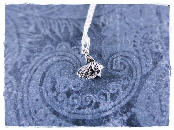 Tiny Betta Fish Necklace - Sterling Silver Betta Fish Charm on a Delicate Sterling Silver Cable Chain or Charm Only