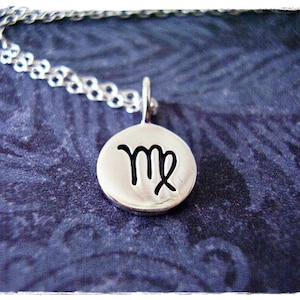 Virgo Horoscope Sign Necklace - Sterling Silver Virgo Charm on a Delicate Sterling Silver Cable Chain or Charm Only