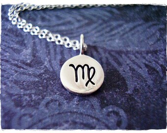 Virgo Horoscope Sign Necklace - Sterling Silver Virgo Charm on a Delicate Sterling Silver Cable Chain or Charm Only