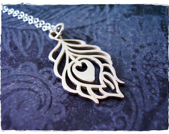 Collier plume de paon en argent - breloque plume de paon en argent sterling sur une chaîne torsadée en argent sterling délicate ou une breloque uniquement