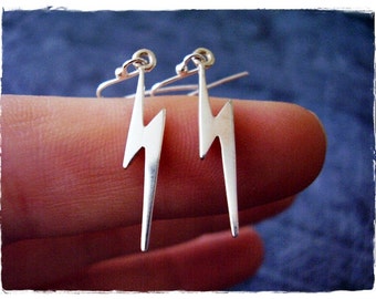 Silver Lightning Bolt Earrings - Sterling Silver Lightning Bolt Dangle Earrings