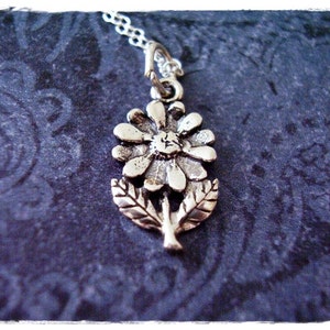 Tiny Daisy Necklace - Sterling Silver Daisy Charm on a Delicate Sterling Silver Cable Chain or Charm Only