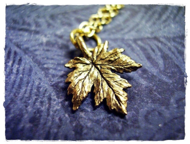 Gold Maple Leaf Necklace Antique Gold Pewter Maple Leaf Etsy