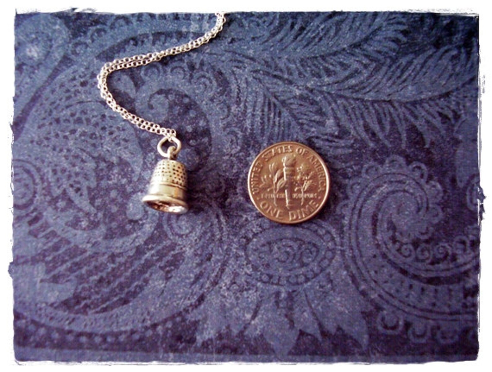 Silver Thimble Necklace Sterling Silver Thimble Charm on a Etsy