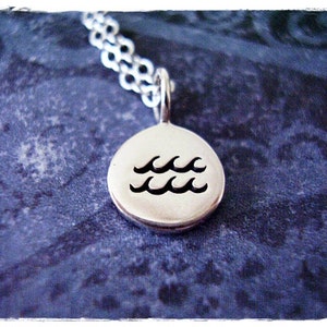 Aquarius Horoscope Sign Necklace - Sterling Silver Aquarius Charm on a Delicate Sterling Silver Cable Chain or Charm Only