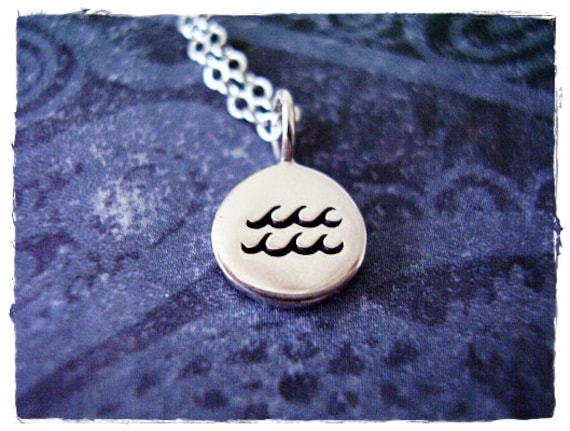 Aquarius Horoscope Sign Necklace - Sterling Silver Aquarius Charm on a Delicate Sterling Silver Cable Chain or Charm Only