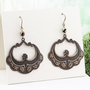 Large Aged Brass Oak Leaf Pattern Dangle Earrings, Lightweight Hand Oxidized Brass Statement Earrings, Fashion Jewelry, Clip on available
