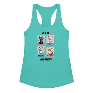 Funny Yoga Cat Tank Top – “Paws and Reflect” Workout Shirt Women’s fitted racerback tank top