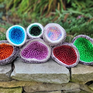 Crochet Geode: Handmade Beaded Crystal Rock Decor | Sensory Gift | Boho Home Decor