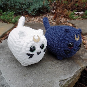 Crochet Sailor Moon Loaf Cats - Luna and Artemis Plushies - Perfect gift for sailor moon fans