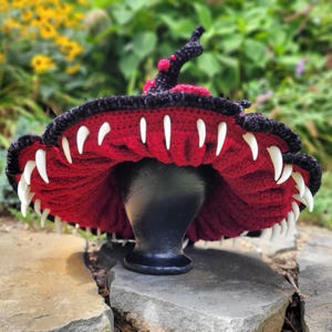 Fanged Crochet Mushroom Hat | Whimsigoth, D&D Mimic Costume Accessory