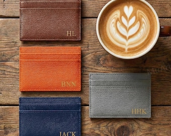 Porte-cartes en cuir personnalisé, porte-cartes personnalisé, porte-cartes minimaliste pour homme et femme, cadeau portefeuille au quotidien, cadeau de mariage