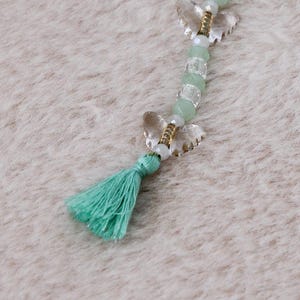 Mint Grüner Perlen Handyanhänger – Schmetterling Handyband mit Quaste für Taschen, Schlüssel & Etuis