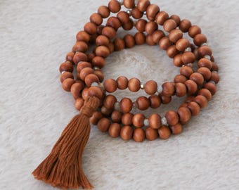 Handmade Brown Wooden Bead Lanyard - Brown Wooden Beaded Necklace -  Beaded ID badge