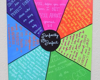 Perfectamente imperfecto - Jeremías 1 5 - Hebreos 10 14 - Salmo 139 - Romanos 7 - Romanos 3 - Juan 9 - 2 Corintios - Arco iris - Arte cristiano