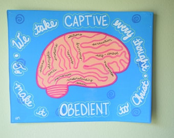 Arte del verso de la Biblia - 2 Corintios 10:5 - Arte cristiano - impresión 8x10 - Cerebro - Ansiedad - Psicología - Pensamientos - Esperanzas - Sueños - Aliento