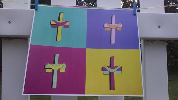 Christian Pop Art-andy Warhol Cross-easter-spring-draped Cross