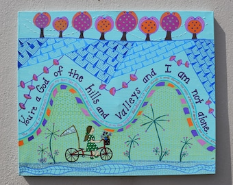Colinas y Valles-No Estoy Solo-Verso Bíblico-Arte Cristiano-Música Cristiana-Tauren Wells-Zentangle-Bicicleta
