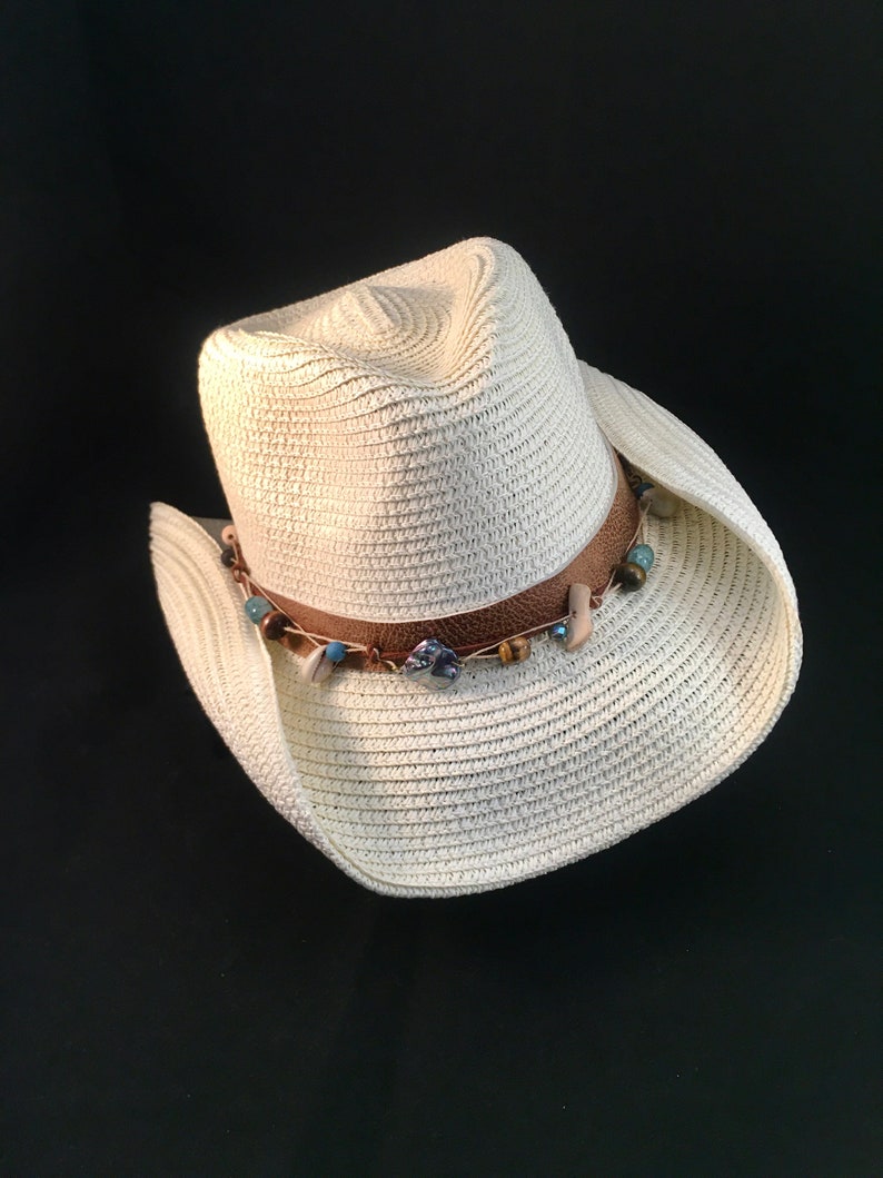 Packable Cowboy Hat With Custom Removable Beaded Hat Band Etsy