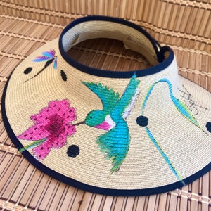 Hand Painted Roll Visor - Hummingbird in Flight !!