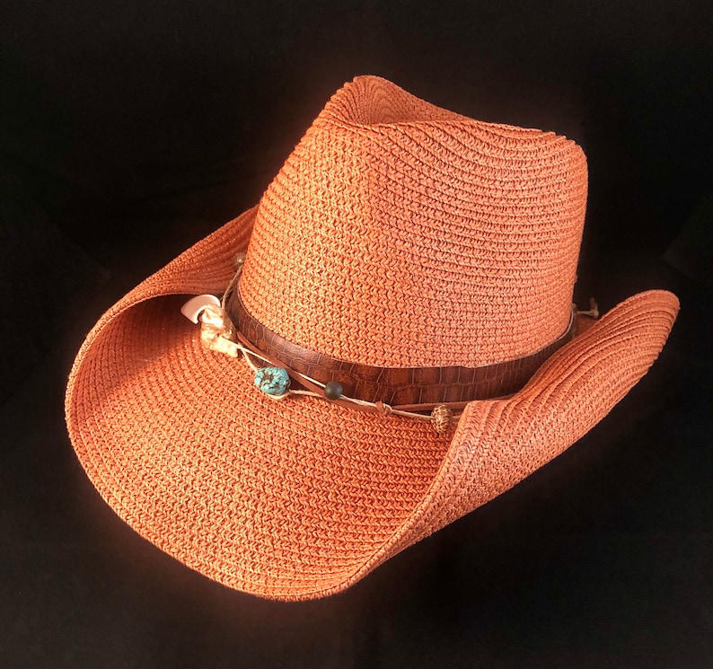 Packable Cowboy Hat With Custom Removable Beaded Hat Band Etsy