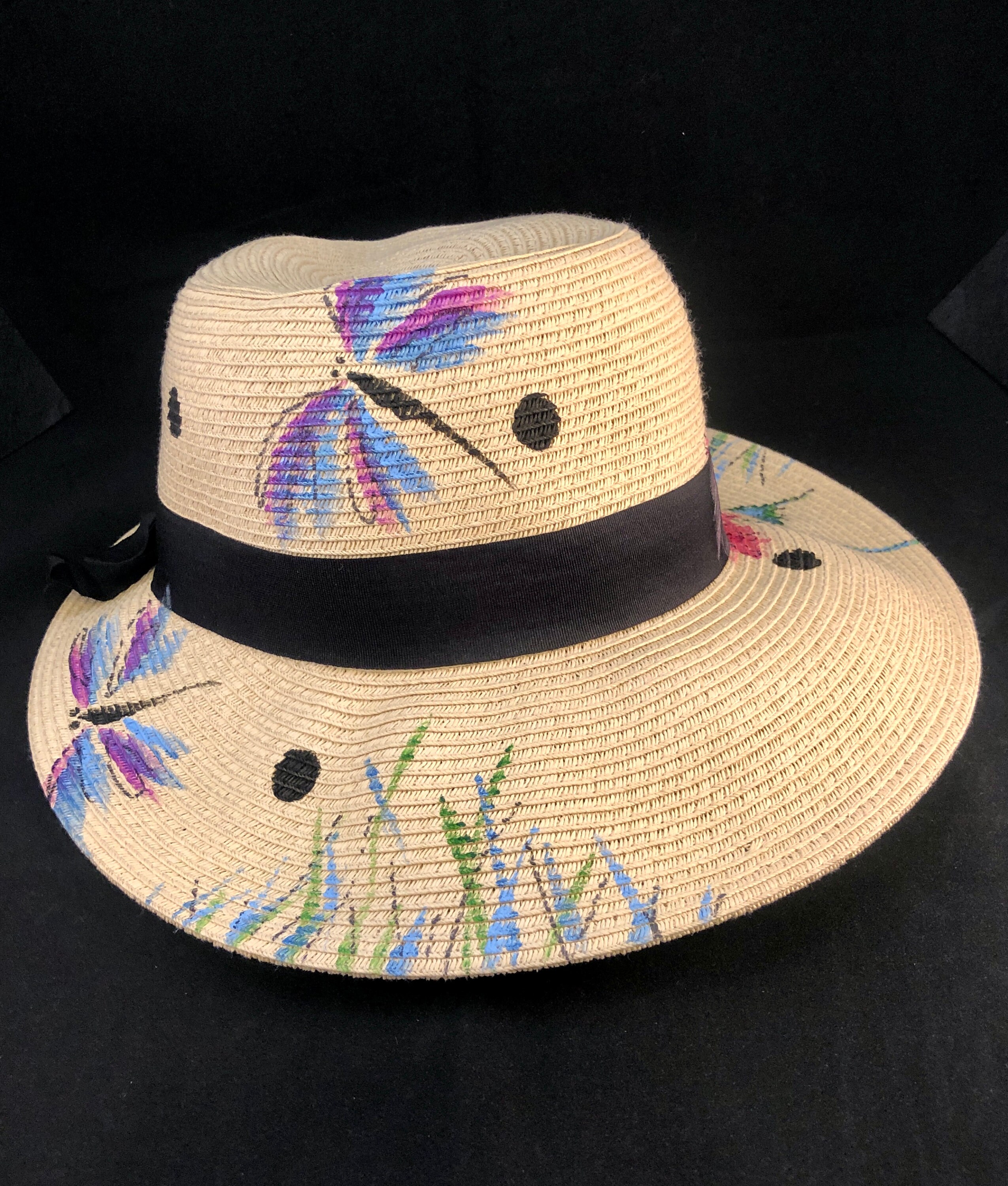 Wildflowers Hand Painted Sun Hat - Short Back Bonnet Style  display picture 1