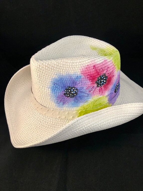 Hand Painted Packable Cowboy Hat Etsy