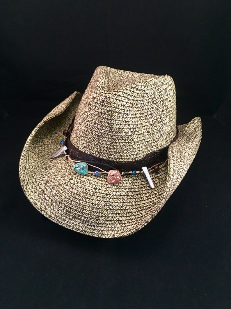 Packable Cowboy Hat With Custom Removable Beaded Hat Band Etsy