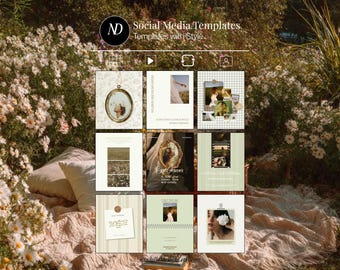 Plantilla romántica Cottagecore para Instagram en Canva. Plantilla vintage para redes sociales. Plantillas editoriales para Instagram. Plantillas modernas y estéticas de moda.