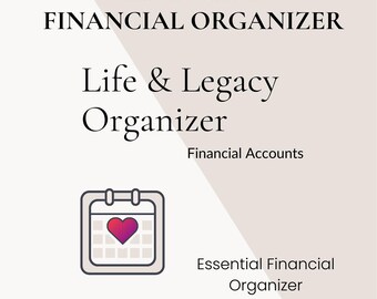 Organisateur financier pour soins aux personnes âgées à imprimer | Agenda pour aidants naturels PDF | Reliure Life & Legacy | Cahier d'informations financières et d'urgence