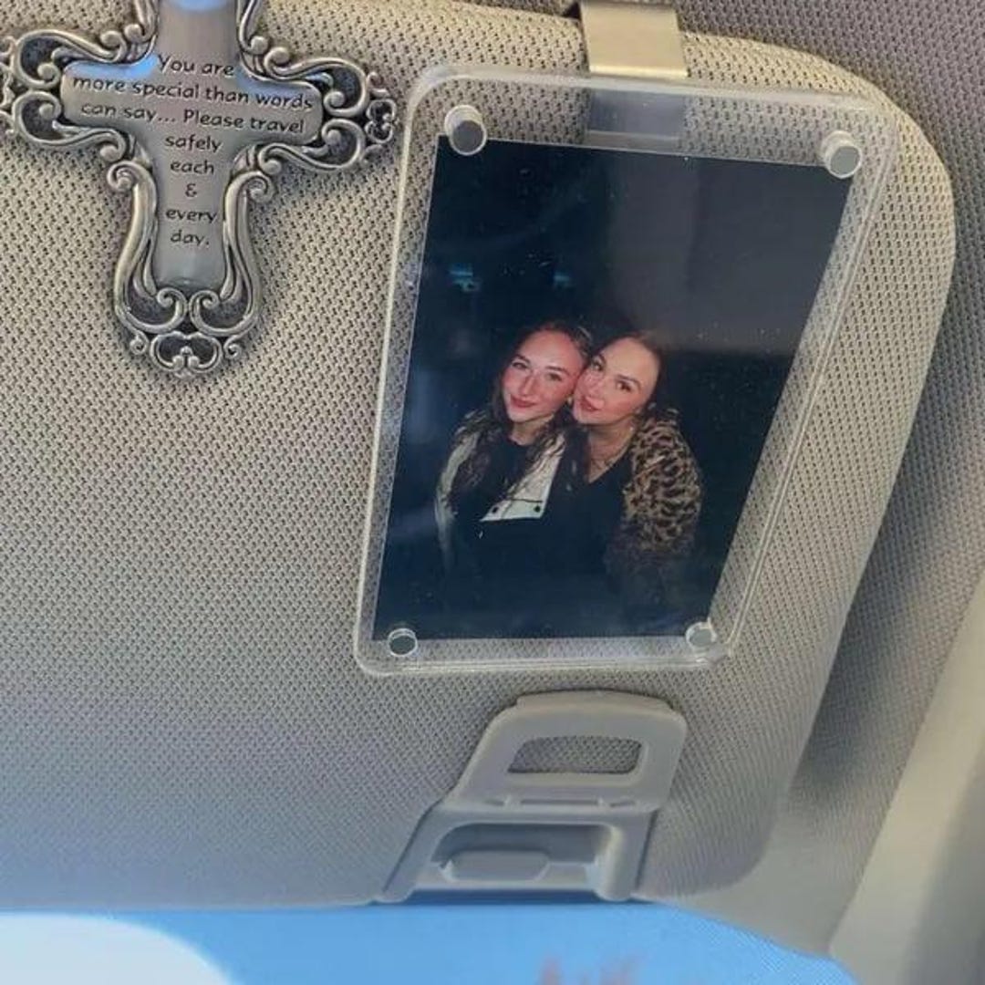 Personalized Photo Car Visor Clip, Custom Picture Sun Visor Clip, Photo Car Decoration, Drive Safe Visor Clip, Car Decor, Father's Day Gift