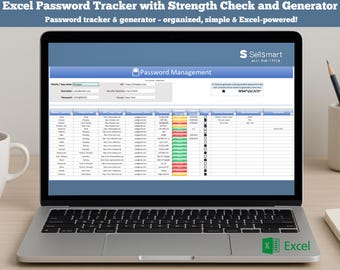 Password Book Excel Template | Password Tracker + Generator & Strength Checker