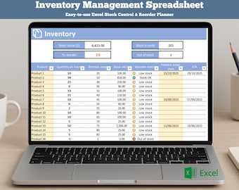 Inventory Tracker Excel Template | Stock Management with Automatic Calculations & Alerts