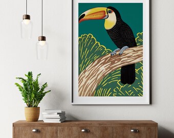Vintage Tucan Zoo DIGITAL Art Wall Poster Digital Print Entryway Wall Decor, Art for Bedroom Trendy Poster Vintage Printable