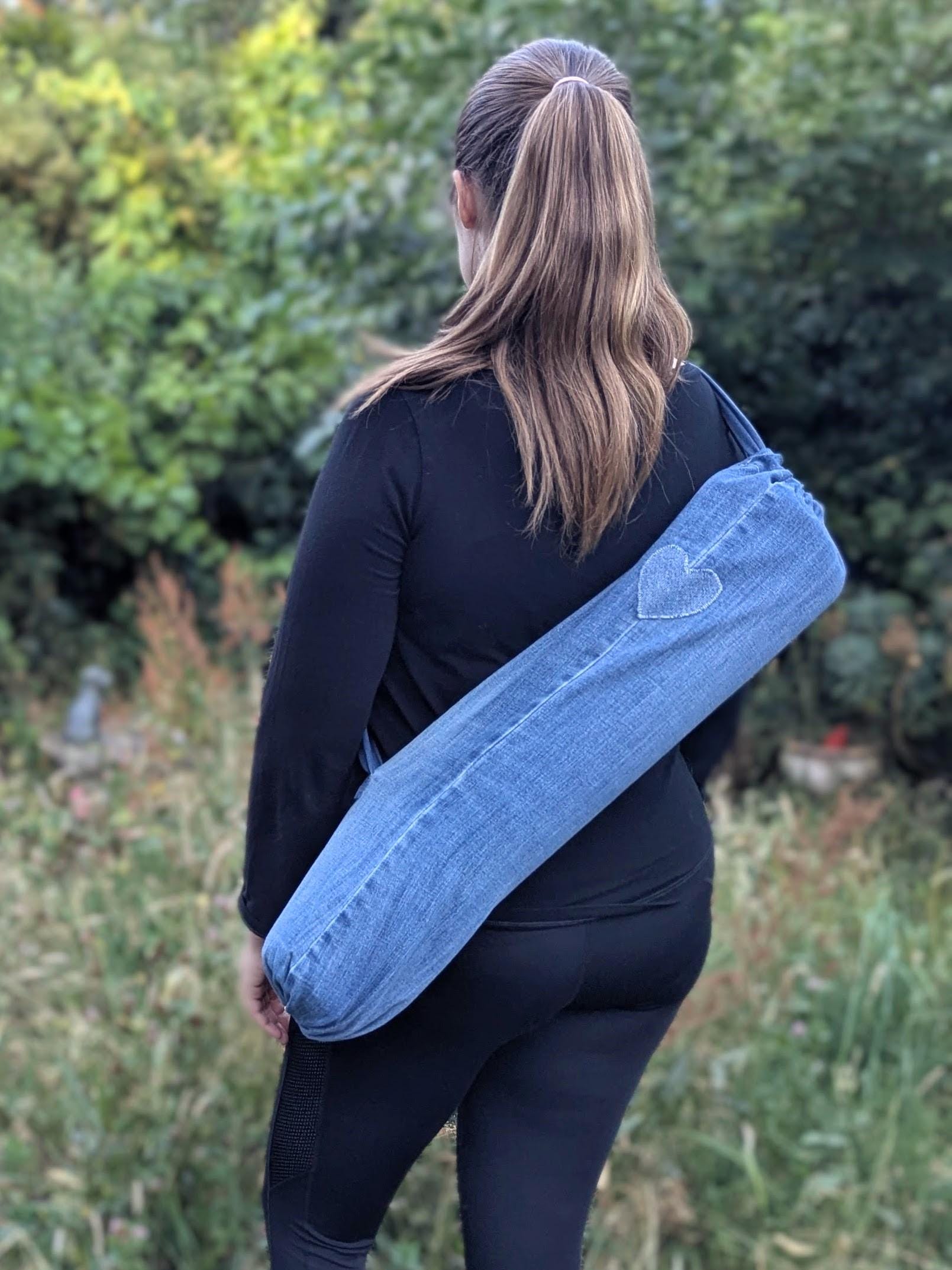 Sac à Tapis De Yoga Bohème Violet Fait Main – Broderie Ethnique, Bandoulière Réglable Et Poche Téléphone