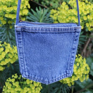 Custom handmade jeans pocket bag made from upcycled denim: eco-friendly crossbody purse