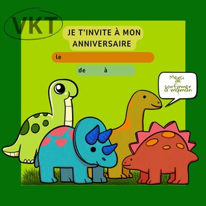 carte invitation anniversaire dinosaure - à compléter
