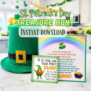 St. Patrick's Day Leprechaun Treasure Hunt – Printable Scavenger Hunt Clues (Instant Download)